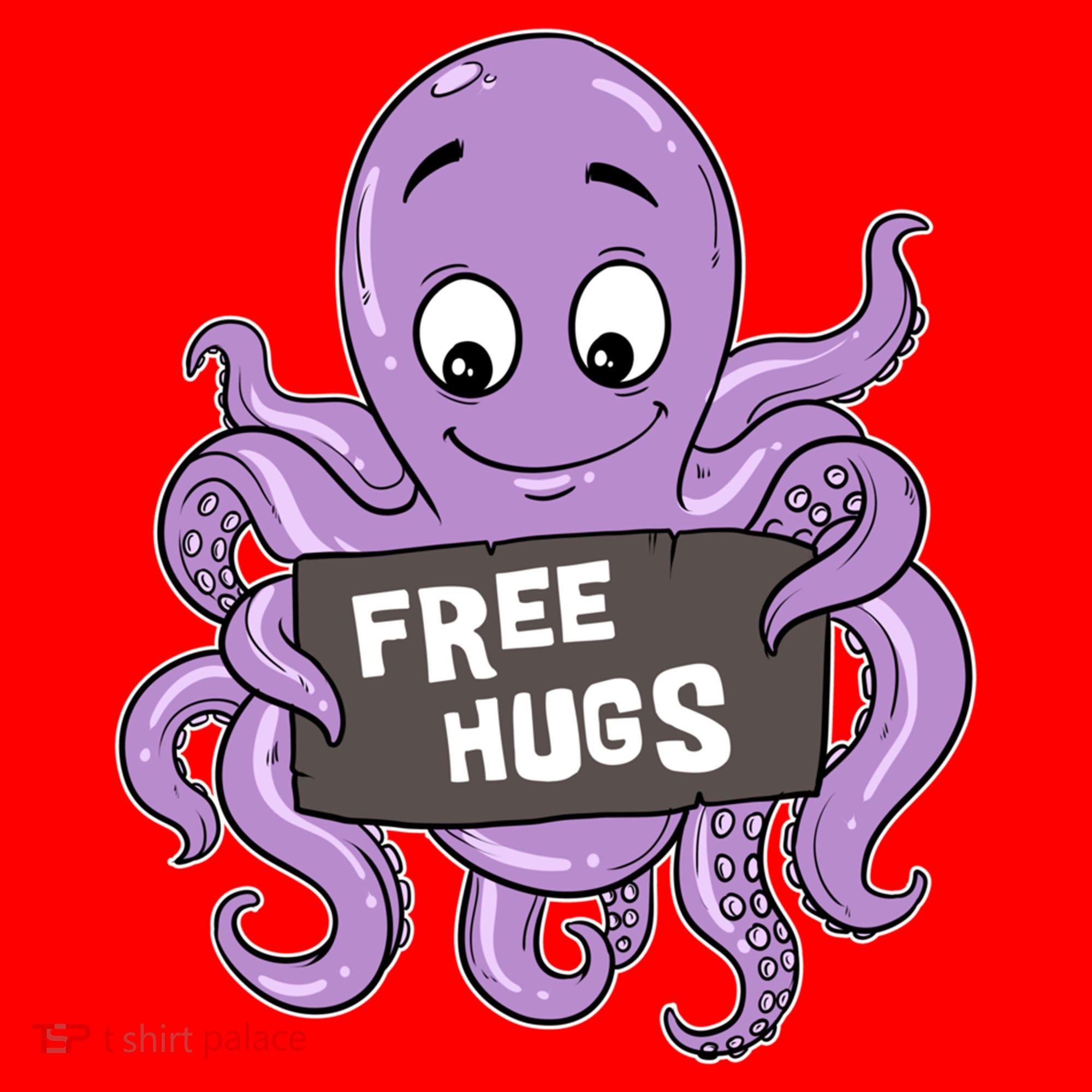 Funny Free Hugs Octopus Cuttlefish Hug Embrace Hugging Funny Gift Santa Hat