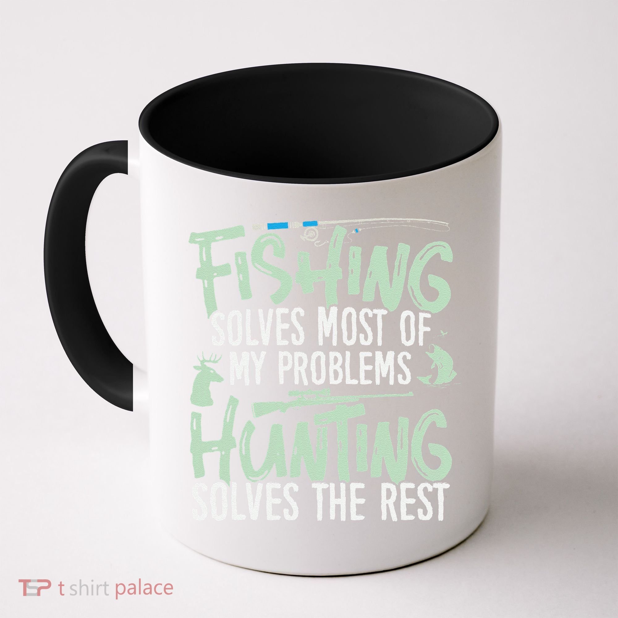Funny Fishing & Hunting Fishing Solves My Problems Coffee Mug