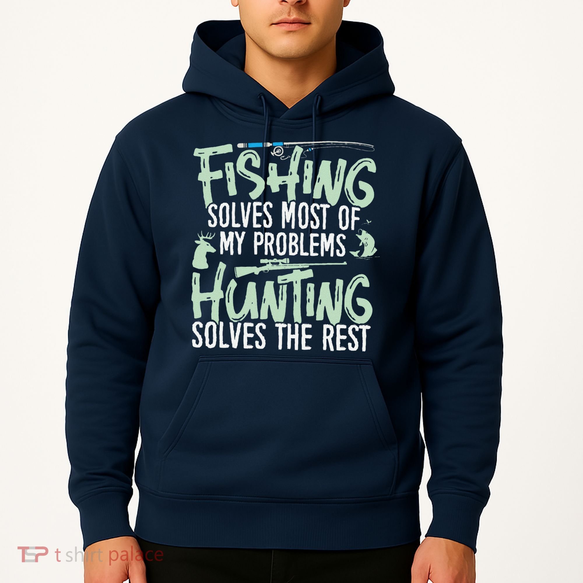 Funny Fishing & Hunting Fishing Solves My Problems Hoodie