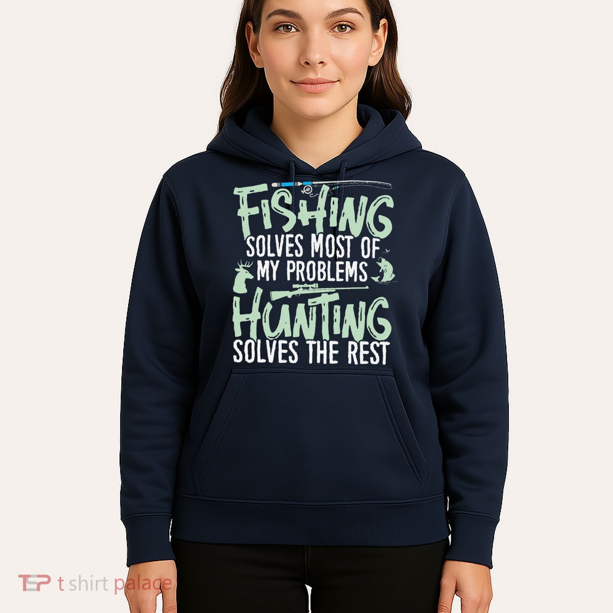 Funny Fishing & Hunting Fishing Solves My Problems Hoodie