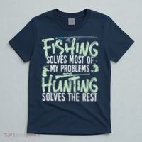 Funny Fishing & Hunting Fishing Solves My Problems T-Shirt thumb 5