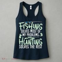 Funny Fishing & Hunting Fishing Solves My Problems Women's Tank Top thumb 3