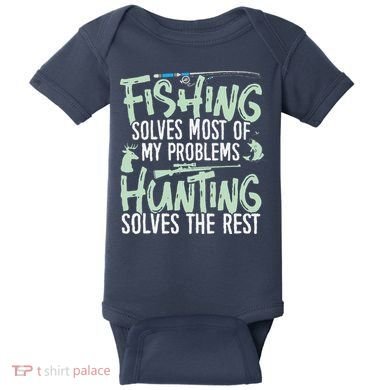 Funny Fishing & Hunting Fishing Solves My Problems Baby Bodysuit