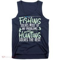 Funny Fishing & Hunting Fishing Solves My Problems Tank Top thumb 0