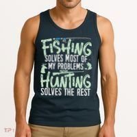 Funny Fishing & Hunting Fishing Solves My Problems Tank Top thumb 3