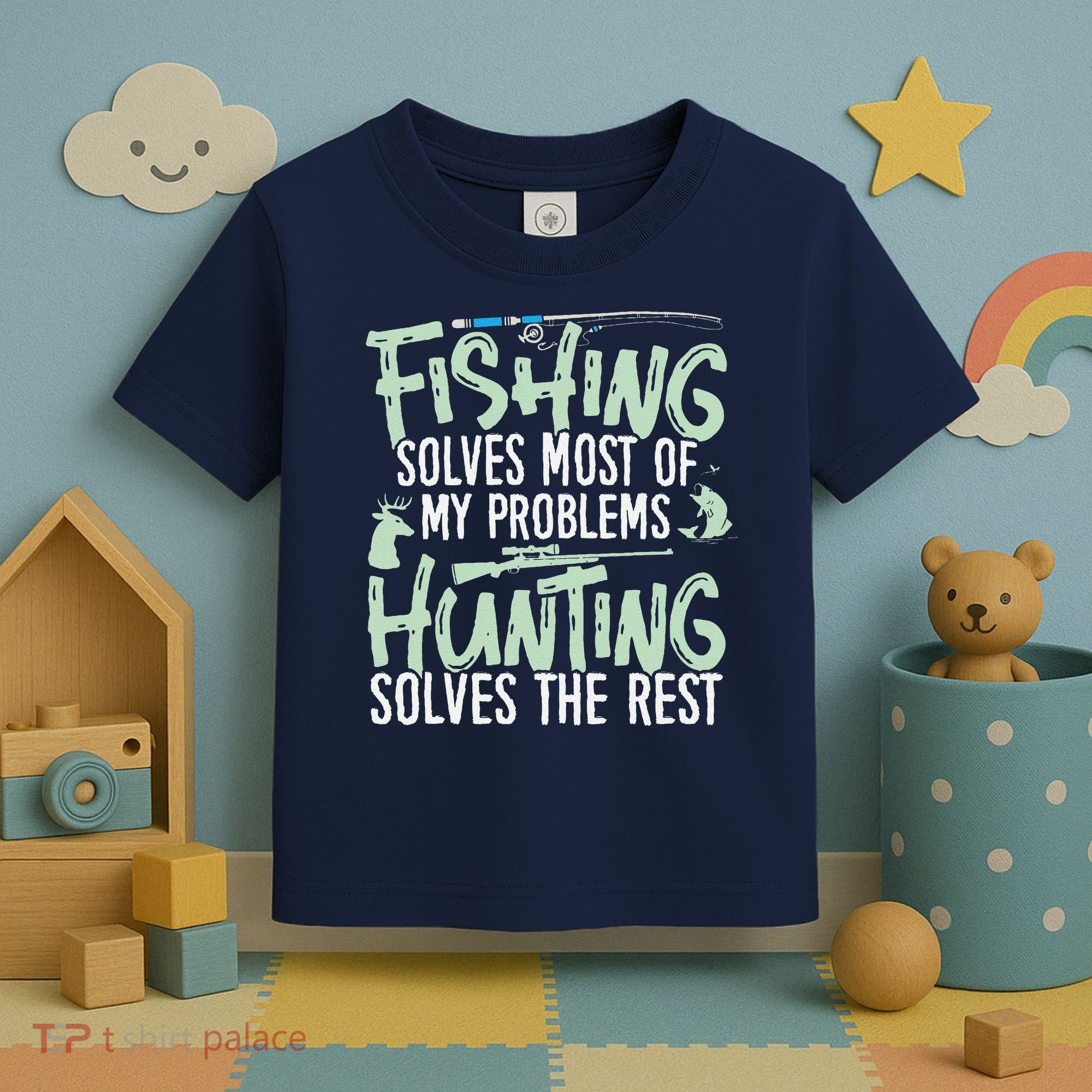 Funny Fishing & Hunting Fishing Solves My Problems Toddler T-Shirt