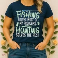 Funny Fishing & Hunting Fishing Solves My Problems Women's T-Shirt thumb 2