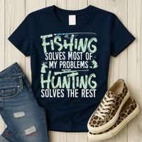 Funny Fishing & Hunting Fishing Solves My Problems Women's T-Shirt thumb 3