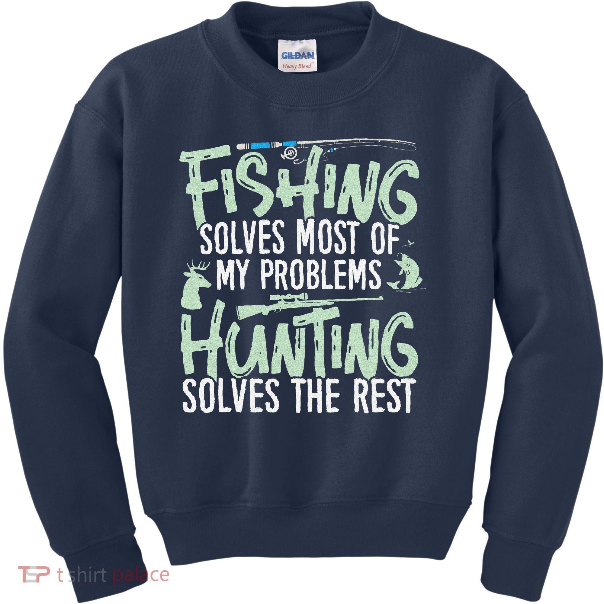 Funny Fishing & Hunting Fishing Solves My Problems Kids Sweatshirt