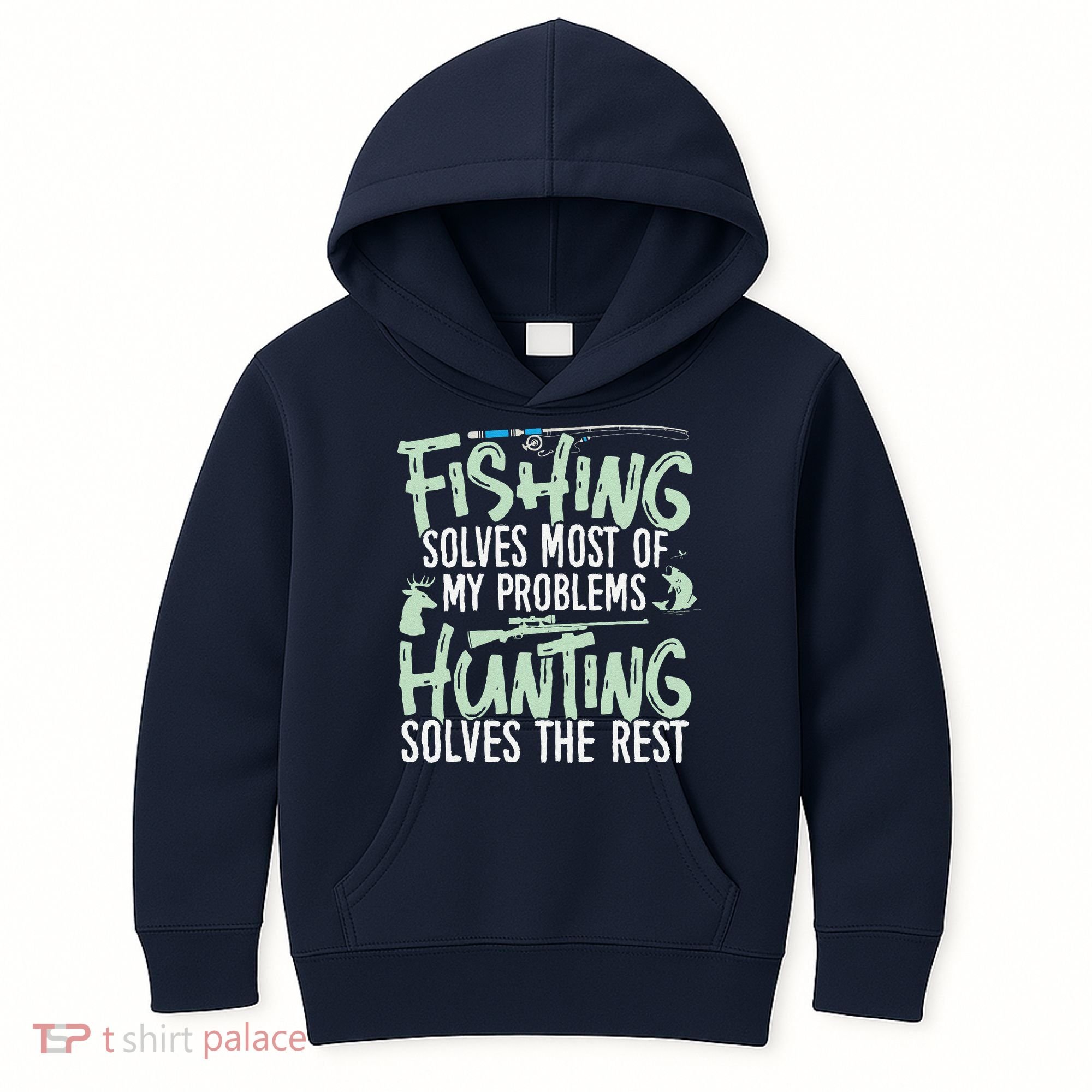 Funny Fishing & Hunting Fishing Solves My Problems Kids Hoodie