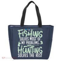 Funny Fishing & Hunting Fishing Solves My Problems Tote Bag thumb 0