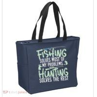 Funny Fishing & Hunting Fishing Solves My Problems Tote Bag thumb 2