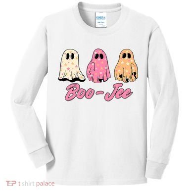 Funny Fall Halloween Ghost Boujee Boo Jee Spooky Season Cute Kids Long Sleeve Shirt