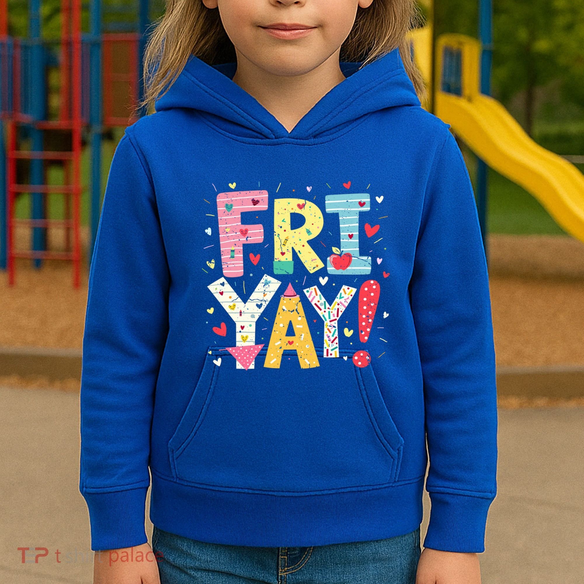 Funny Friyay Happy Friday Weekend Back To School Teacher Great Gift Kids Hoodie