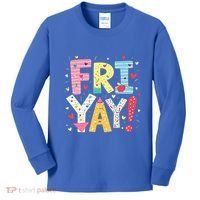 Funny Friyay Happy Friday Weekend Back To School Teacher Great Gift Kids Long Sleeve Shirt thumb 0