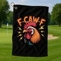 F-Caw-F Funny Humor Meme Rooster Slogan Golf Towel thumb 1