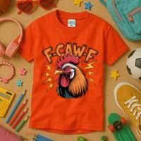 F-Caw-F Funny Humor Meme Rooster Slogan Kids T-Shirt thumb 3