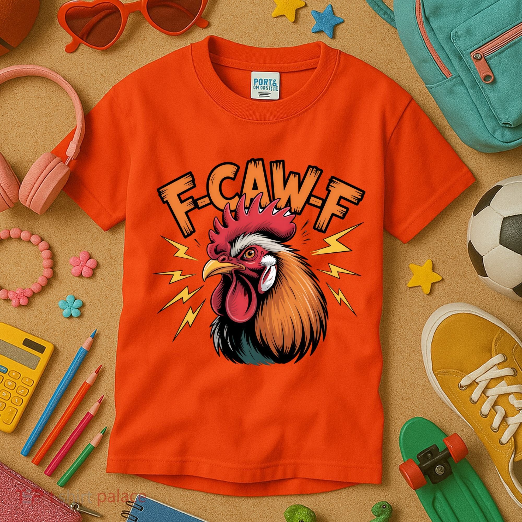 F-Caw-F Funny Humor Meme Rooster Slogan Kids T-Shirt