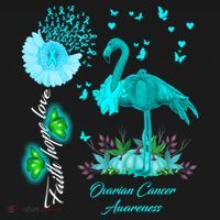 Flamingo Faith Hope Love Ovarian Cancer Awareness Great Gift Women's Hoodie thumb 2