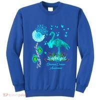 Flamingo Faith Hope Love Ovarian Cancer Awareness Great Gift Sweatshirt thumb 0