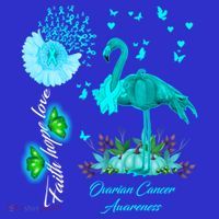 Flamingo Faith Hope Love Ovarian Cancer Awareness Great Gift Sweatshirt thumb 3