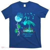 Flamingo Faith Hope Love Ovarian Cancer Awareness Great Gift T-Shirt thumb 0