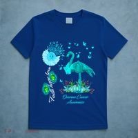 Flamingo Faith Hope Love Ovarian Cancer Awareness Great Gift T-Shirt thumb 5