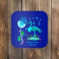 Flamingo Faith Hope Love Ovarian Cancer Awareness Great Gift Coaster thumb 0
