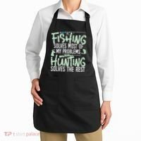 Funny Fishing & Hunting S Fishing Solves My Problems Apron thumb 2
