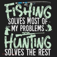 Funny Fishing & Hunting S Fishing Solves My Problems Beanie thumb 2