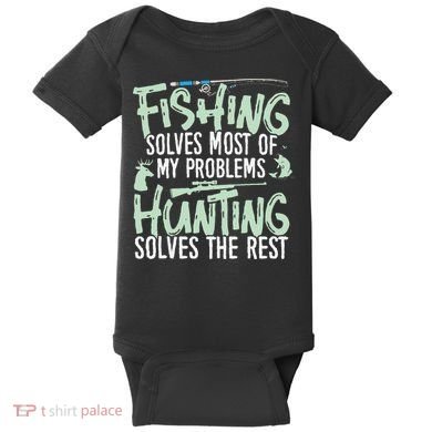 Funny Fishing & Hunting S Fishing Solves My Problems Baby Bodysuit
