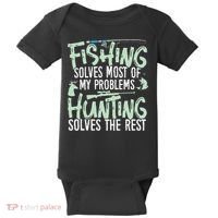 Funny Fishing & Hunting S Fishing Solves My Problems Baby Bodysuit thumb 0
