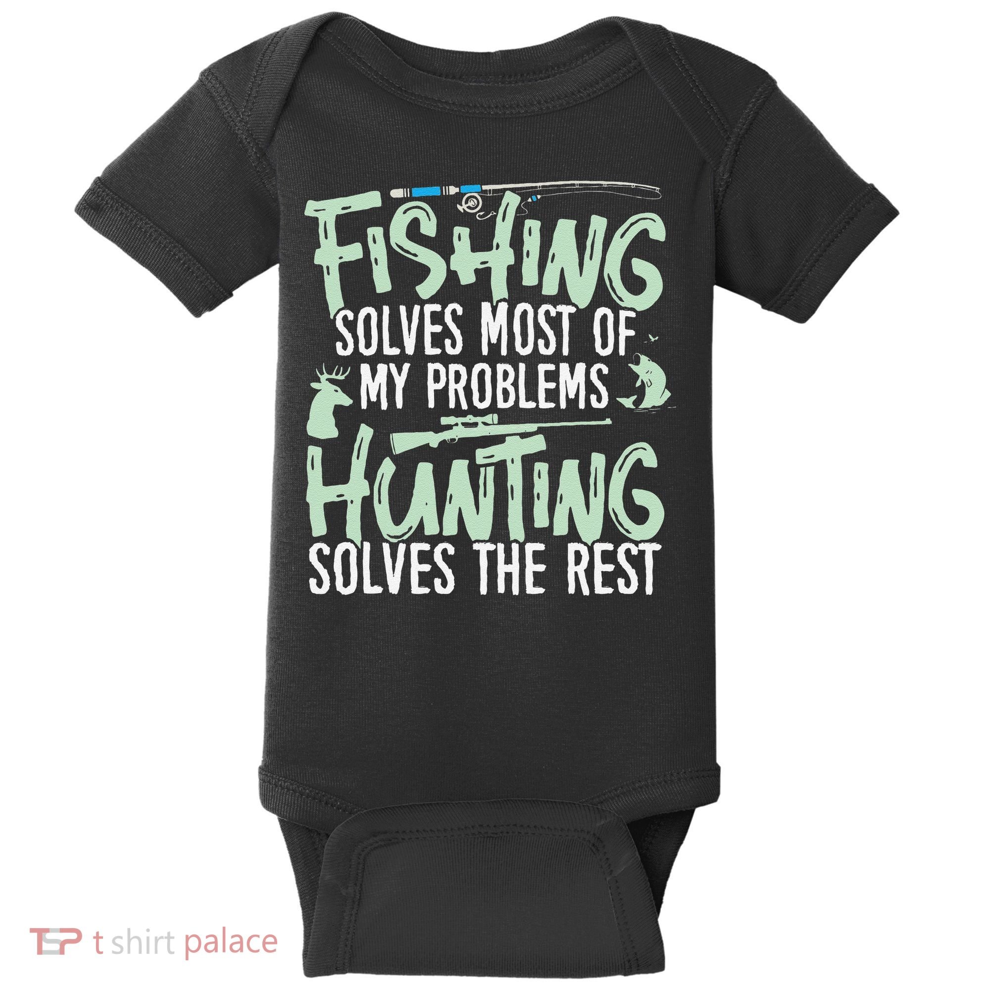 Funny Fishing & Hunting S Fishing Solves My Problems Baby Bodysuit