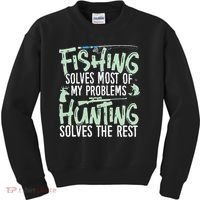 Funny Fishing & Hunting S Fishing Solves My Problems Kids Sweatshirt thumb 0