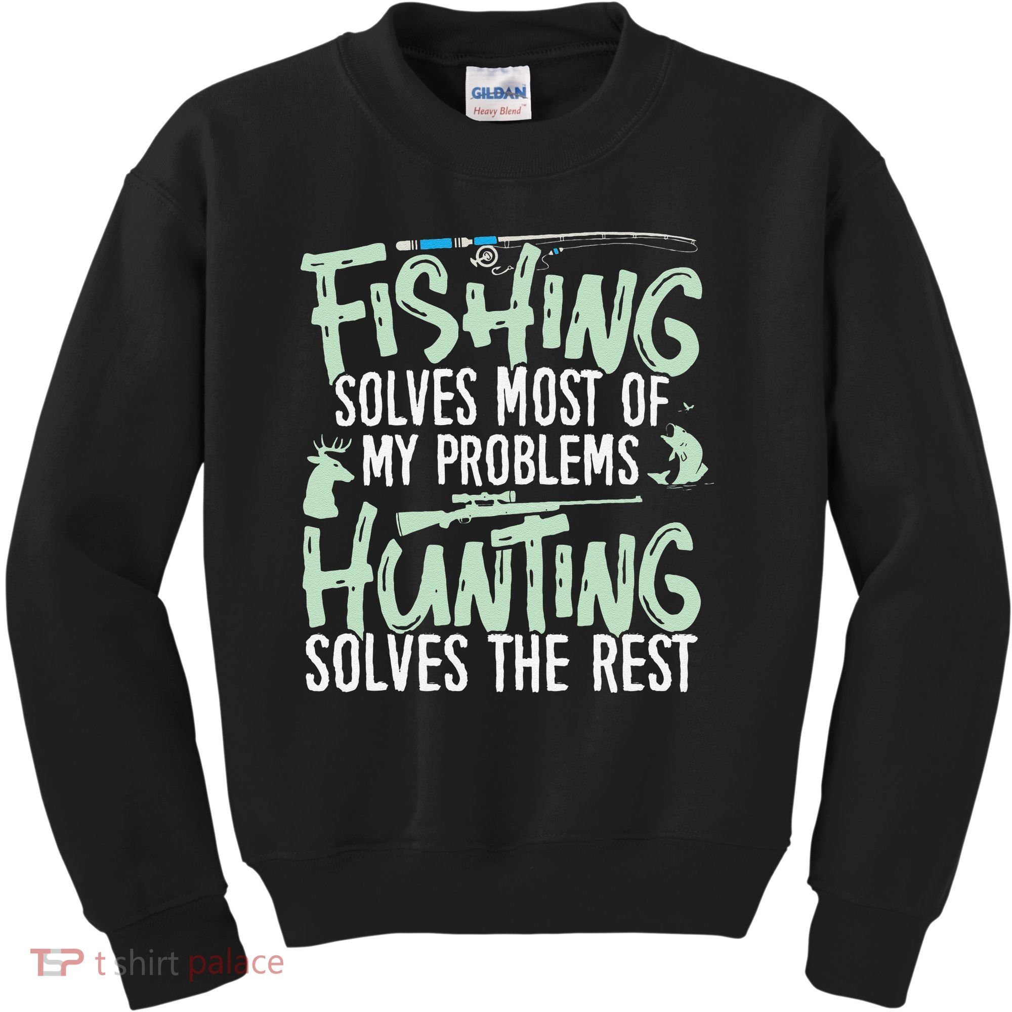 Funny Fishing & Hunting S Fishing Solves My Problems Kids Sweatshirt