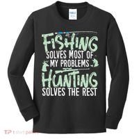 Funny Fishing & Hunting S Fishing Solves My Problems Kids Long Sleeve Shirt thumb 0