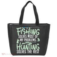 Funny Fishing & Hunting S Fishing Solves My Problems Tote Bag thumb 0