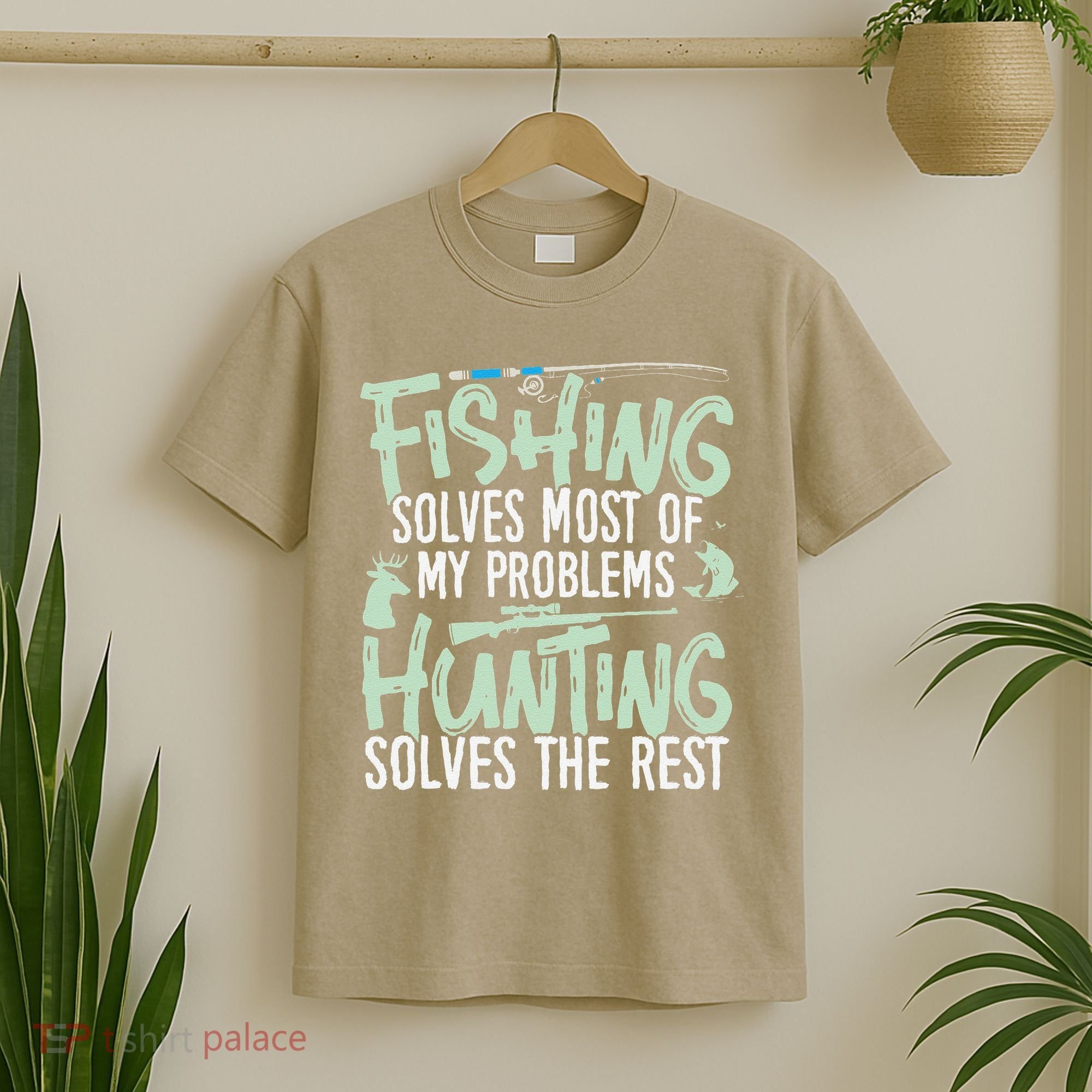 Funny Fishing & Hunting S Fishing Solves My Problems T-Shirt