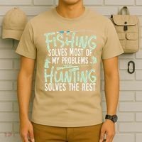 Funny Fishing & Hunting S Fishing Solves My Problems T-Shirt thumb 6