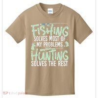 Funny Fishing & Hunting S Fishing Solves My Problems Kids T-Shirt thumb 0