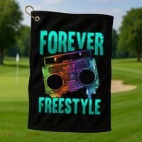 Forever Freestyle Hip Hop Old School Boombox Golf Towel thumb 1