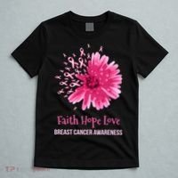 Flower Faith Hope Love Funny Breast Cancer Awareness T-Shirt thumb 5