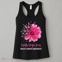 Flower Faith Hope Love Funny Breast Cancer Awareness Women's Tank Top thumb 3
