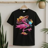 Funny Flamingo Hawaiian Summer Tropical Luau Women T-Shirt thumb 2