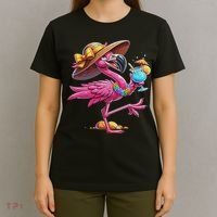 Funny Flamingo Hawaiian Summer Tropical Luau Women T-Shirt thumb 4