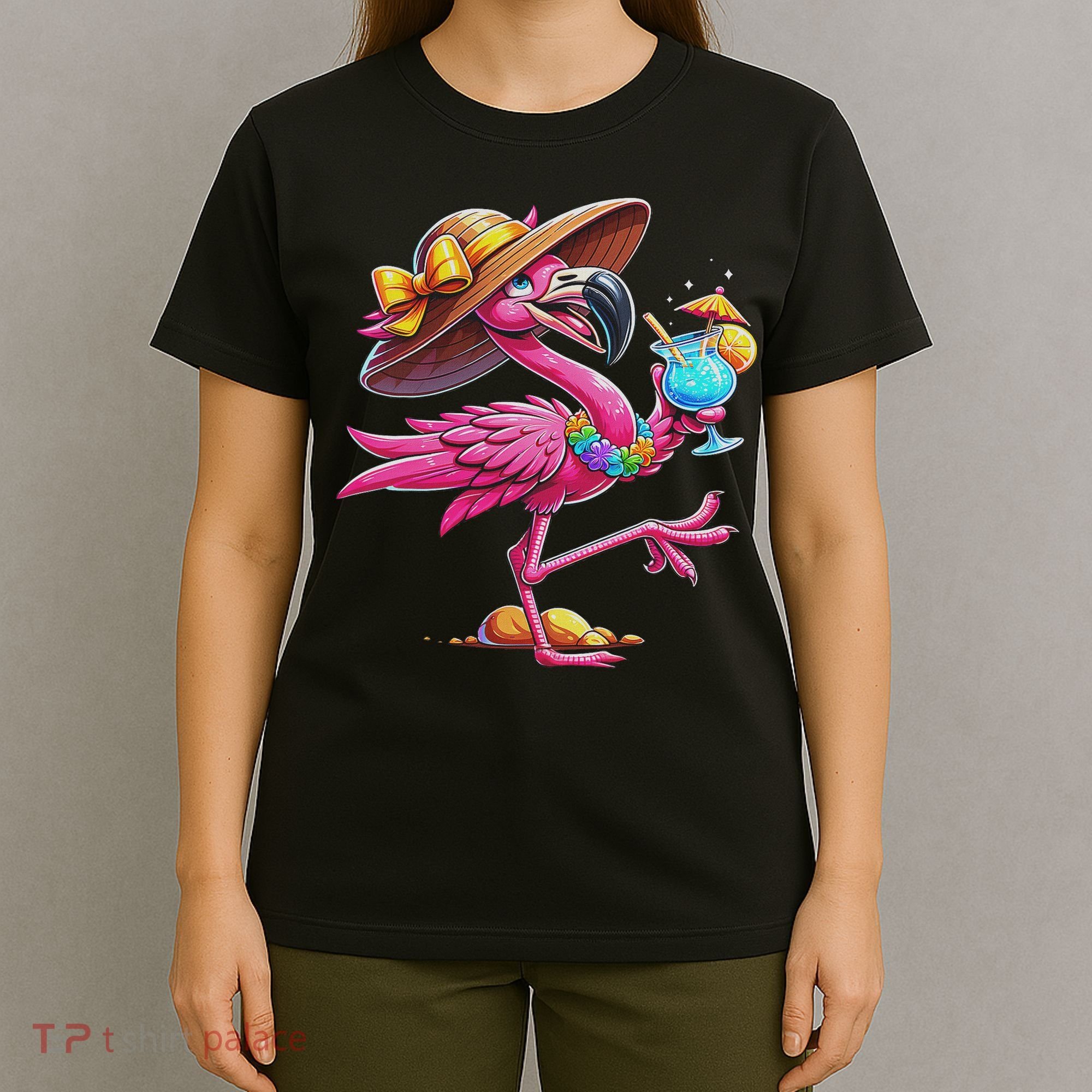 Funny Flamingo Hawaiian Summer Tropical Luau Women T-Shirt
