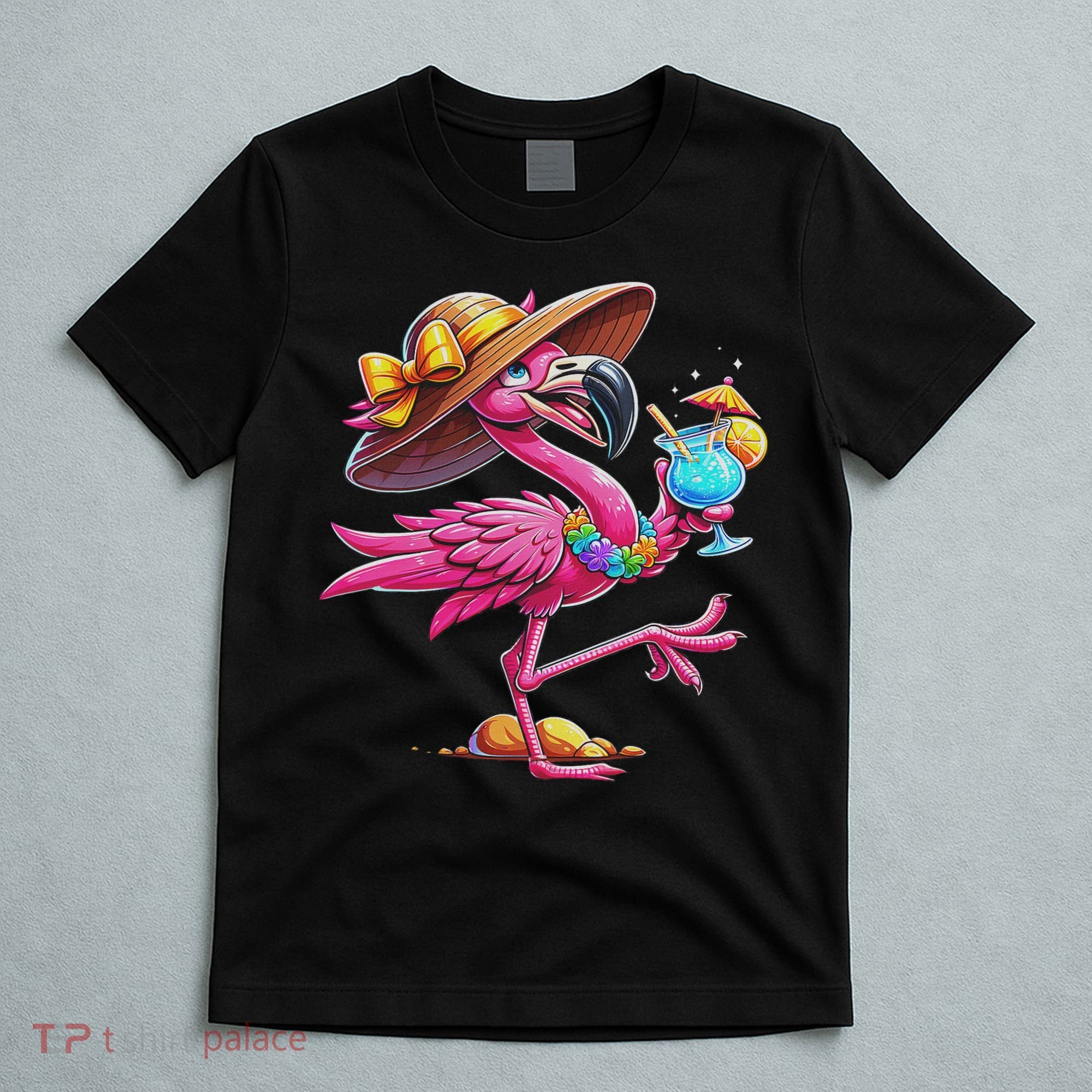 Funny Flamingo Hawaiian Summer Tropical Luau Women T-Shirt