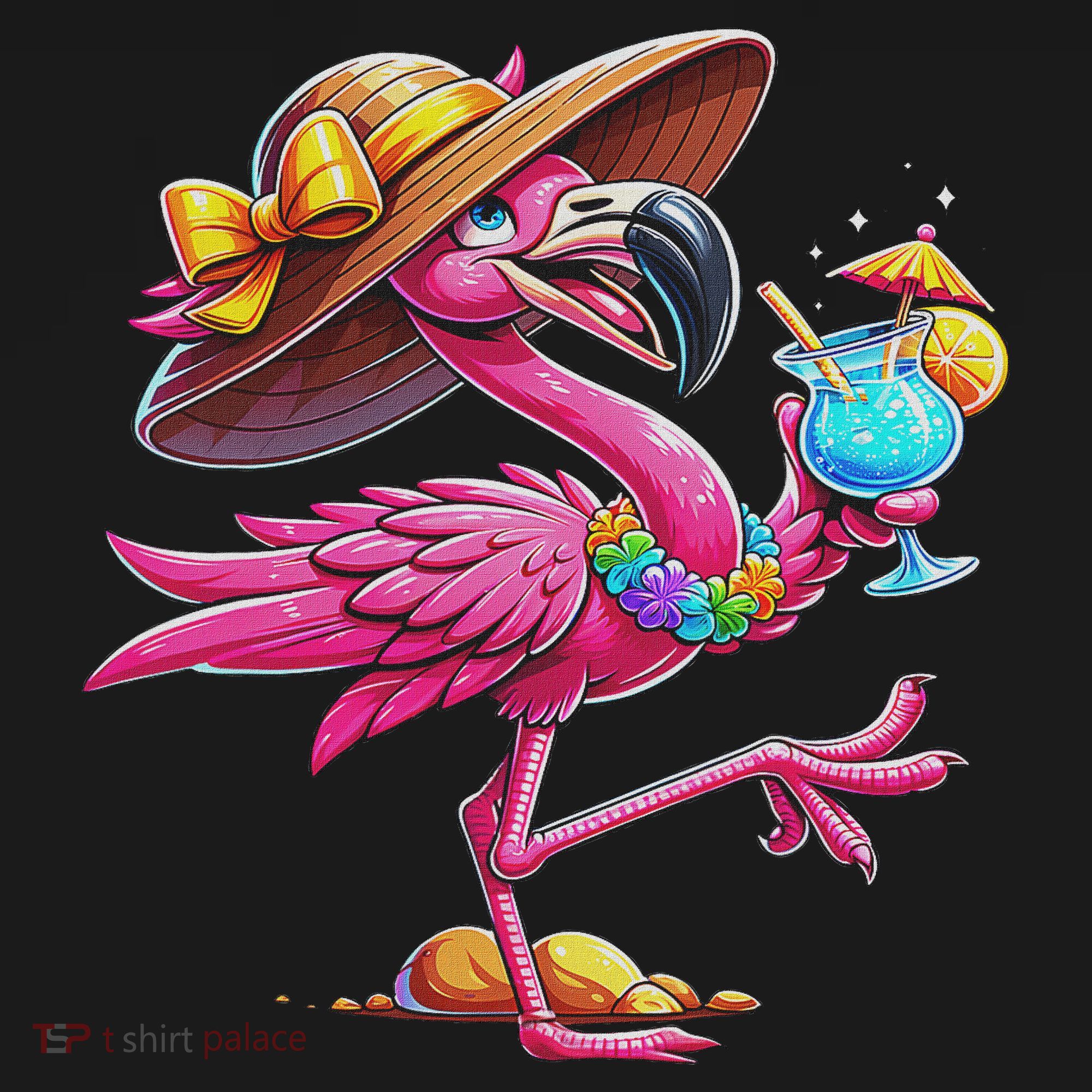Funny Flamingo Hawaiian Summer Tropical Luau Women T-Shirt