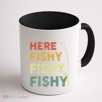 Funny Fishinggift Herefishy Bass Fish Dad Gift Coffee Mug thumb 1