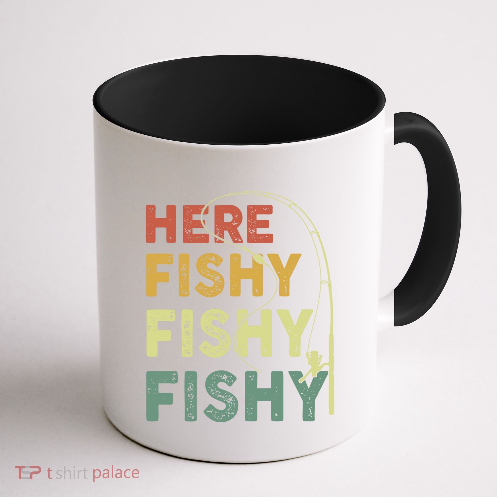 Funny Fishinggift Herefishy Bass Fish Dad Gift Coffee Mug